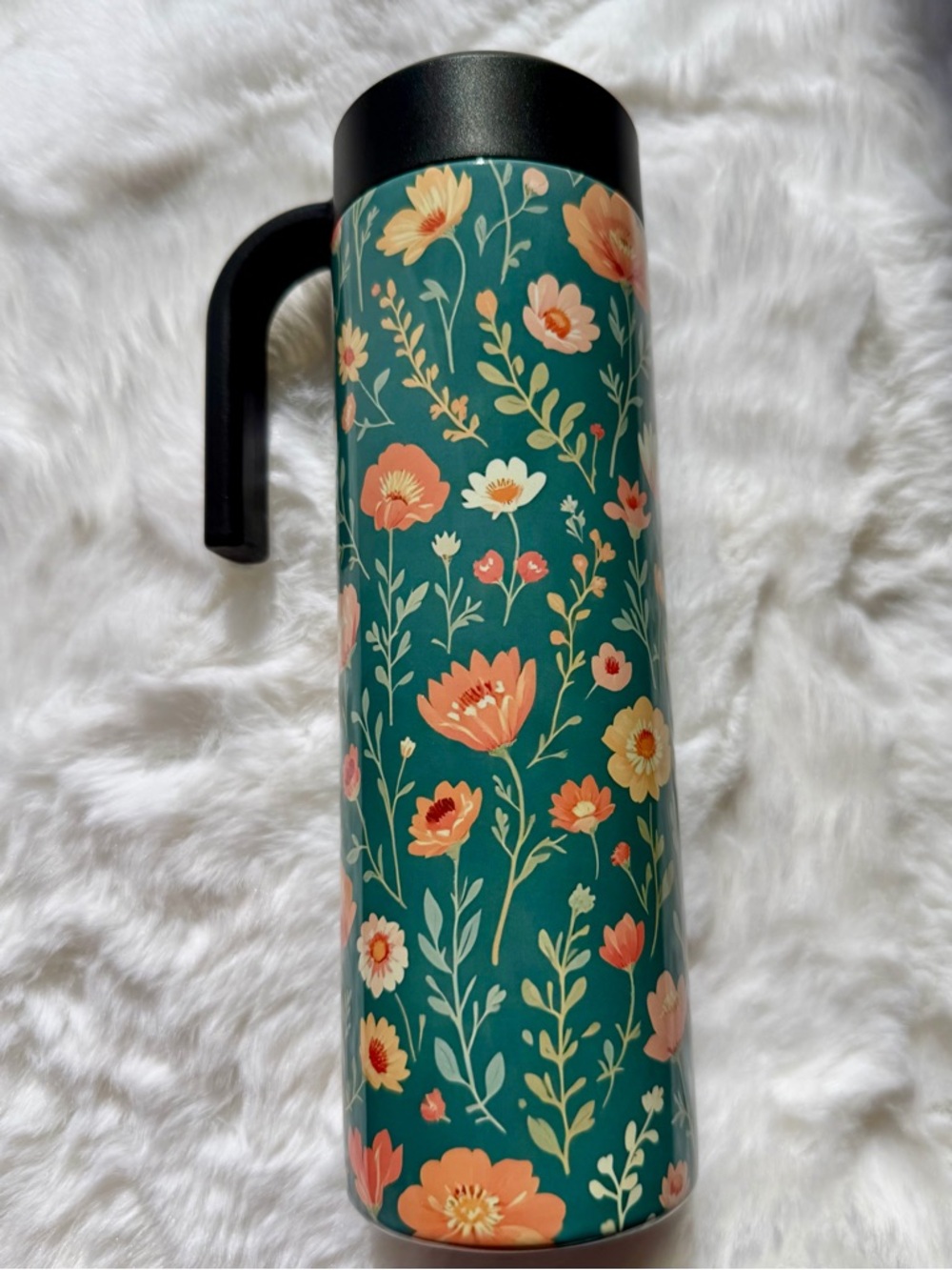 Cottagecore grandmachic Floral multicolor insulated Travel Mug with Handle